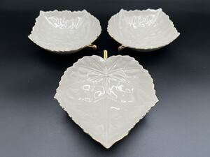Lenox Woodleaf Collection Ivory Leaf Trinket Dish Nut Bowl 5” Japan Set of 3